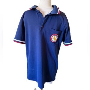 Vintage blue men’s unisex California baseball retro collared baseball Polo L
